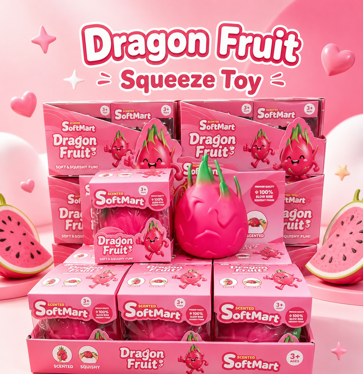 Jumbo Dragon Fruit Slow Rise Squishy