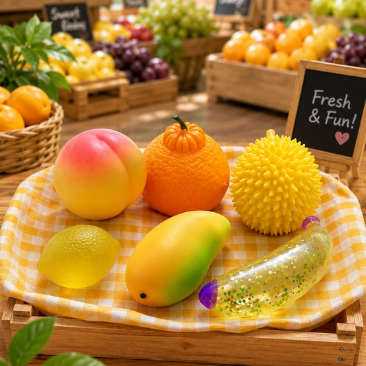 Yellow Fruit-Themed Squishy Toy Set