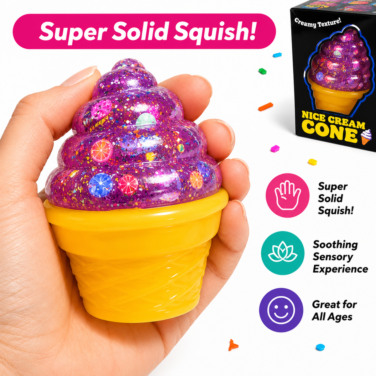 Sparkly Ice Cream Cone Squishy Toy