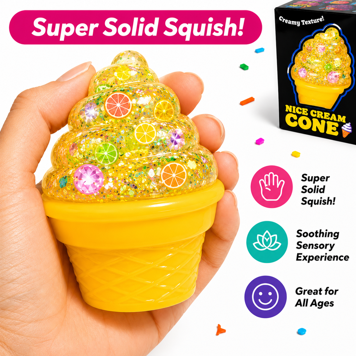 Sparkly Ice Cream Cone Squishy Toy