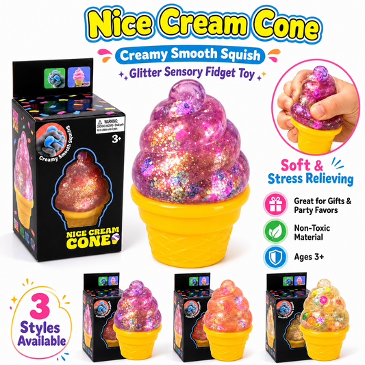 Sparkly Ice Cream Cone Squishy Toy