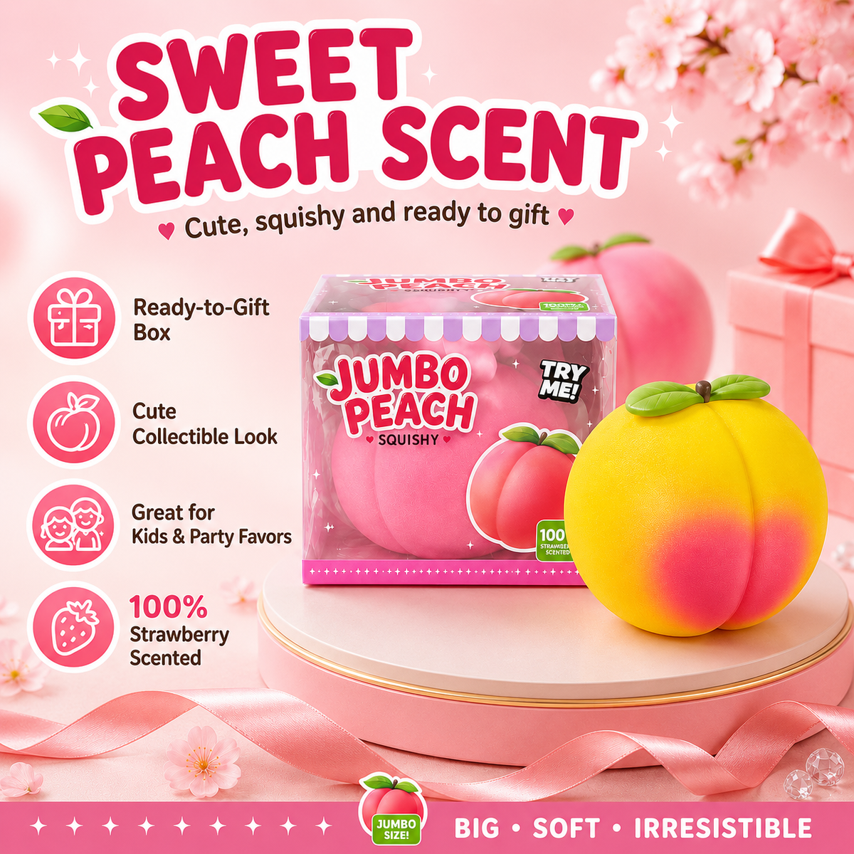 Sweet Peach Sensory Squeeze Toy