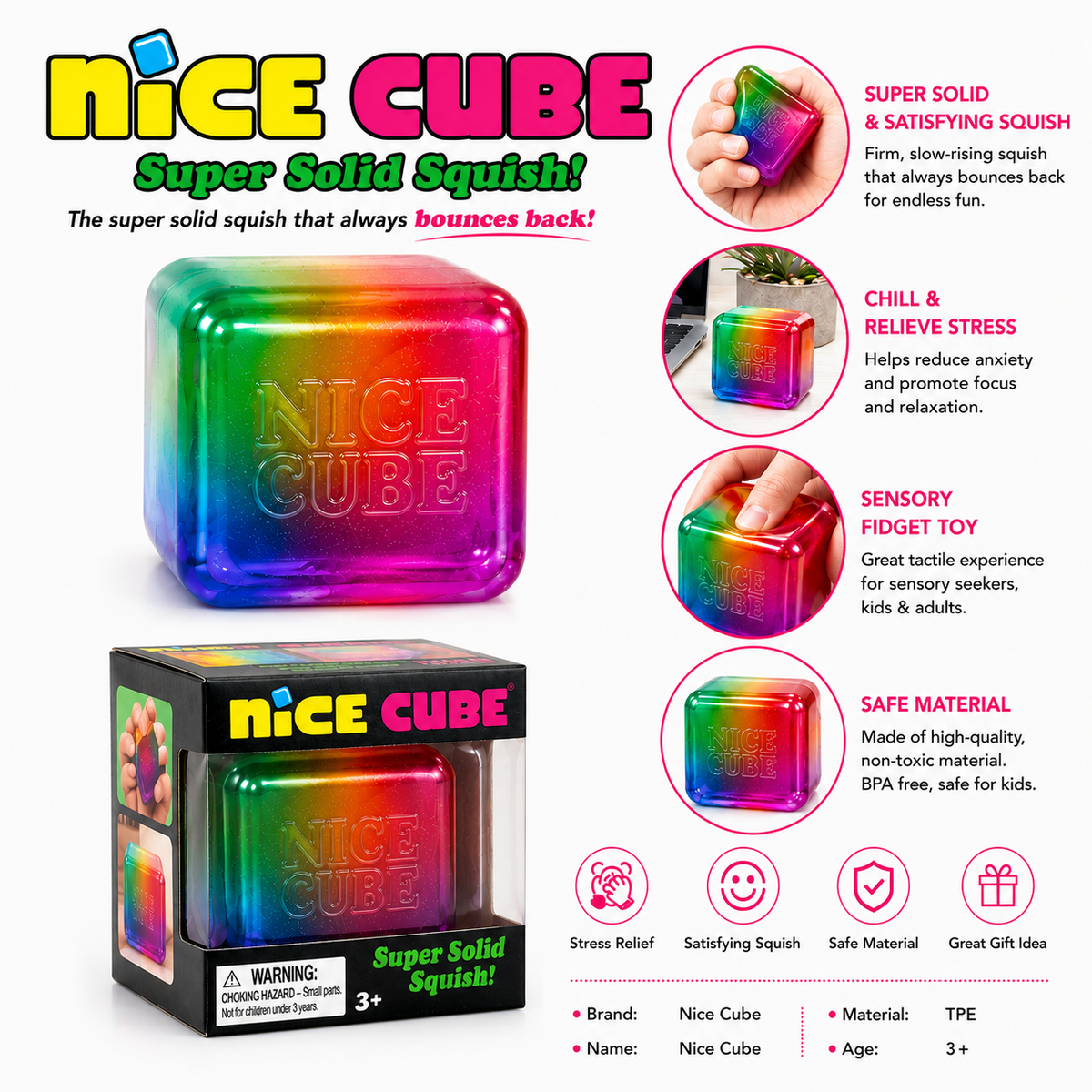 Rainbow Sensory Cube Toy