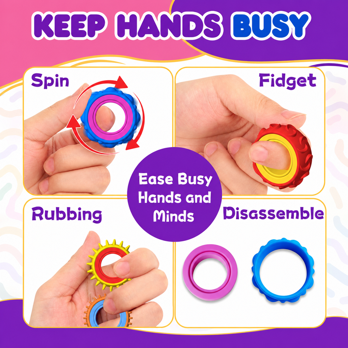 Colorful Textured Fidget Rings