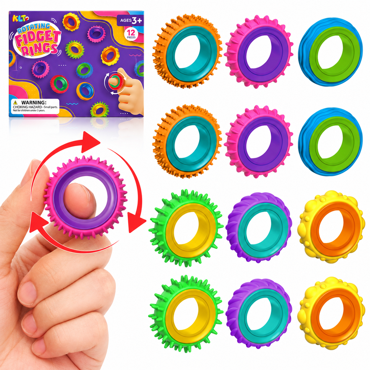 Colorful Textured Fidget Rings