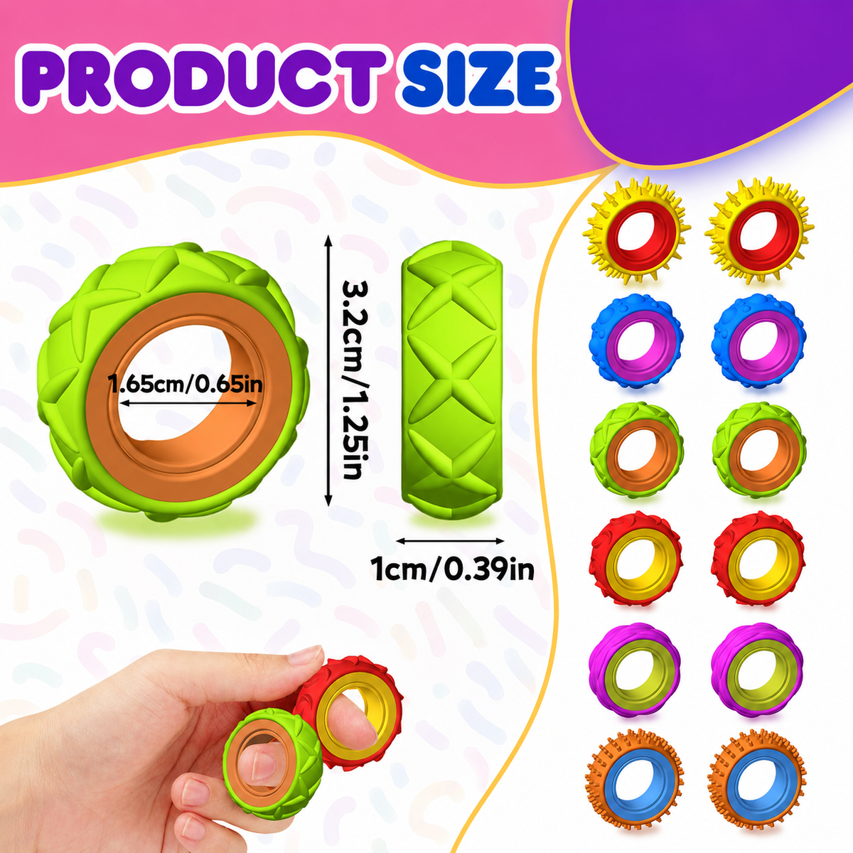 Colorful Textured Fidget Rings
